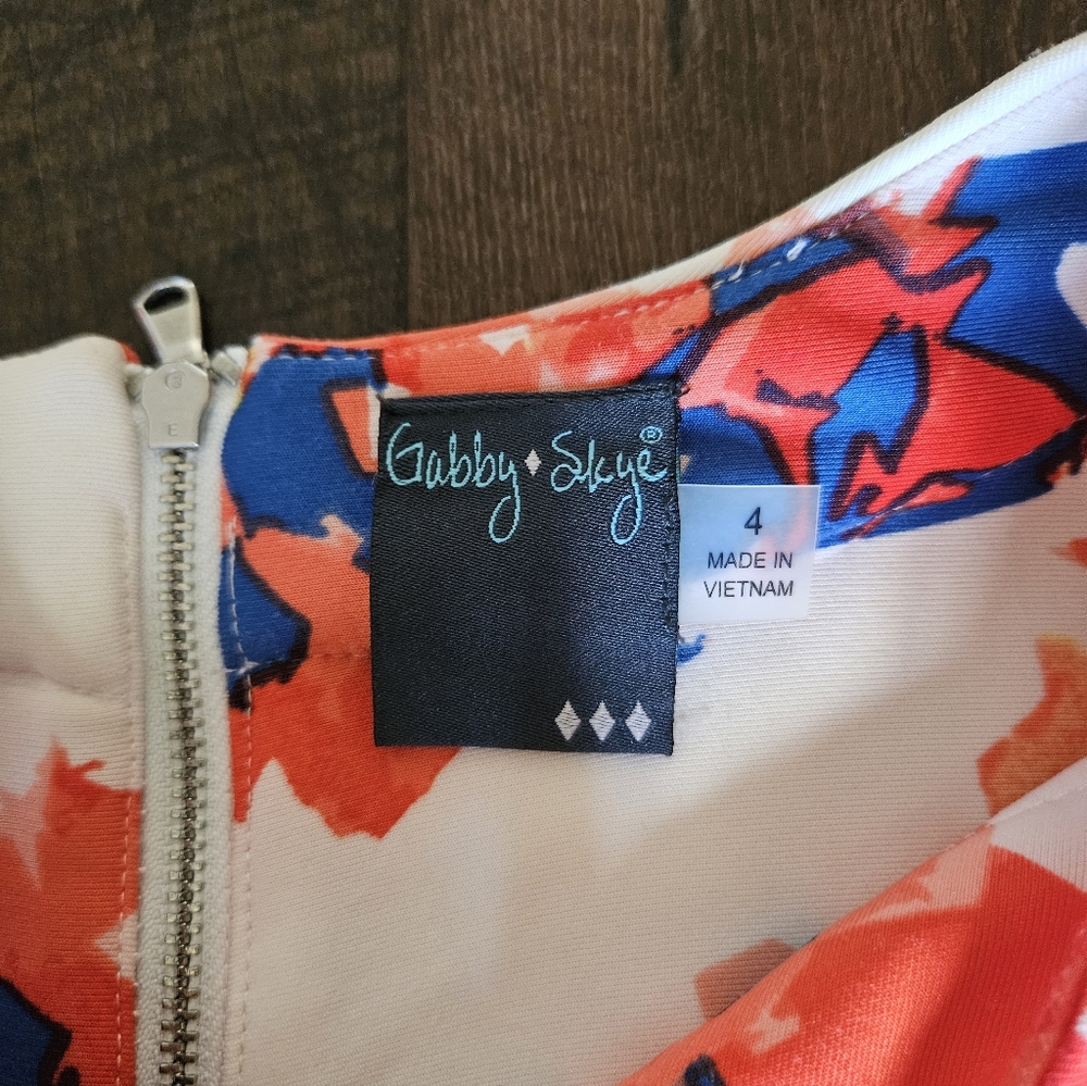 Gabby Skye Blue and Orange Floral Midi Dress - Picture 3 of 4